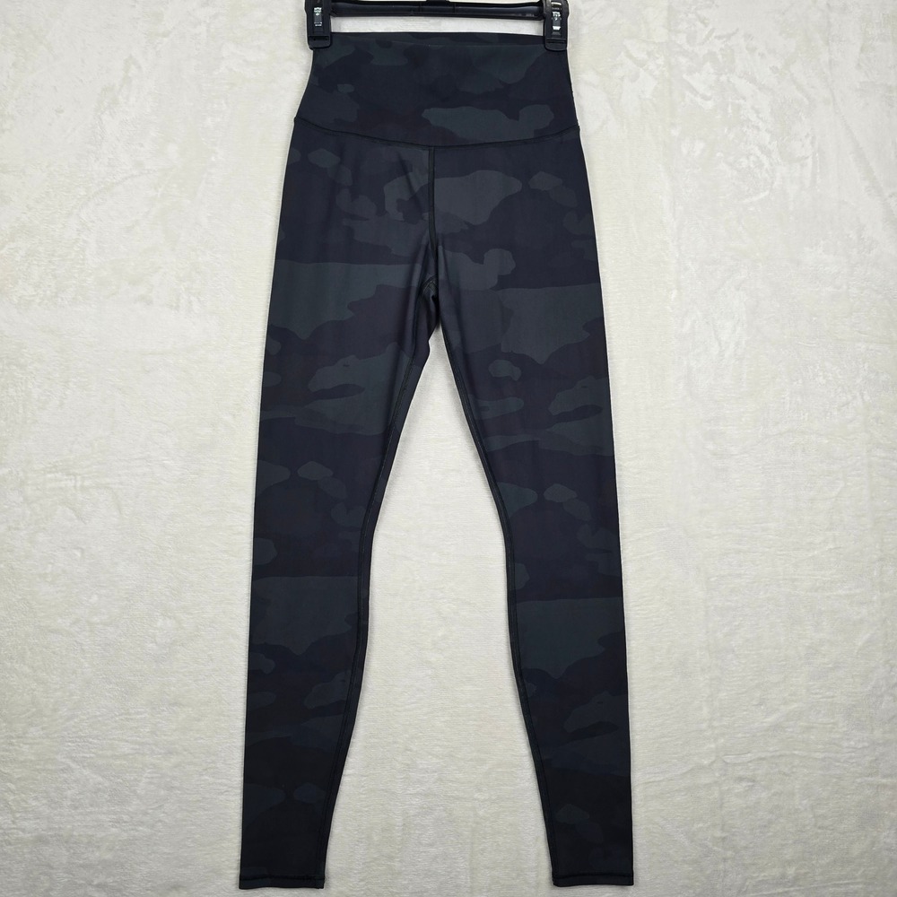 Alo Yoga High Waist Vapor Camo Leggings Black Dark Gray Camouflage size Small